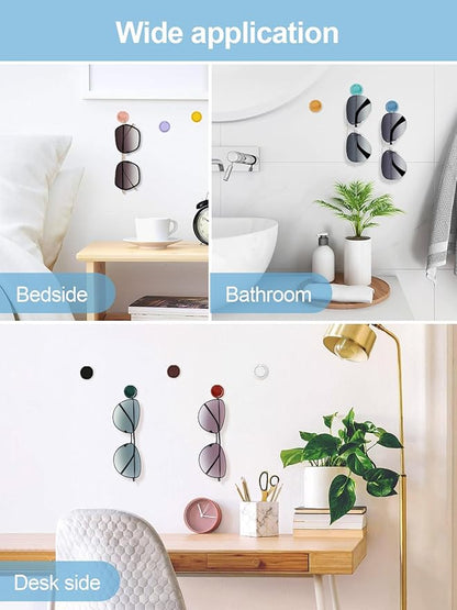 MOUGIGI 12 PCS Colorful Sunglasses Holder Wall Hanging Glasses Organizer - Space Saving Sunglasses Rack and Eye Glass Holder Stand