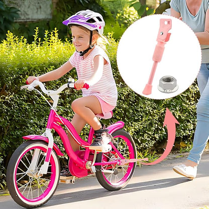 Bike Kickstand, Aluminum Alloy Bicycl-e Kickstand for 16 Inch Wheel Wheel Children's Bicycl-e,Single-Side Kick Stand Rear Mount Bikes Support Racks for Girls and Boys Bike(Pink)(Pink)