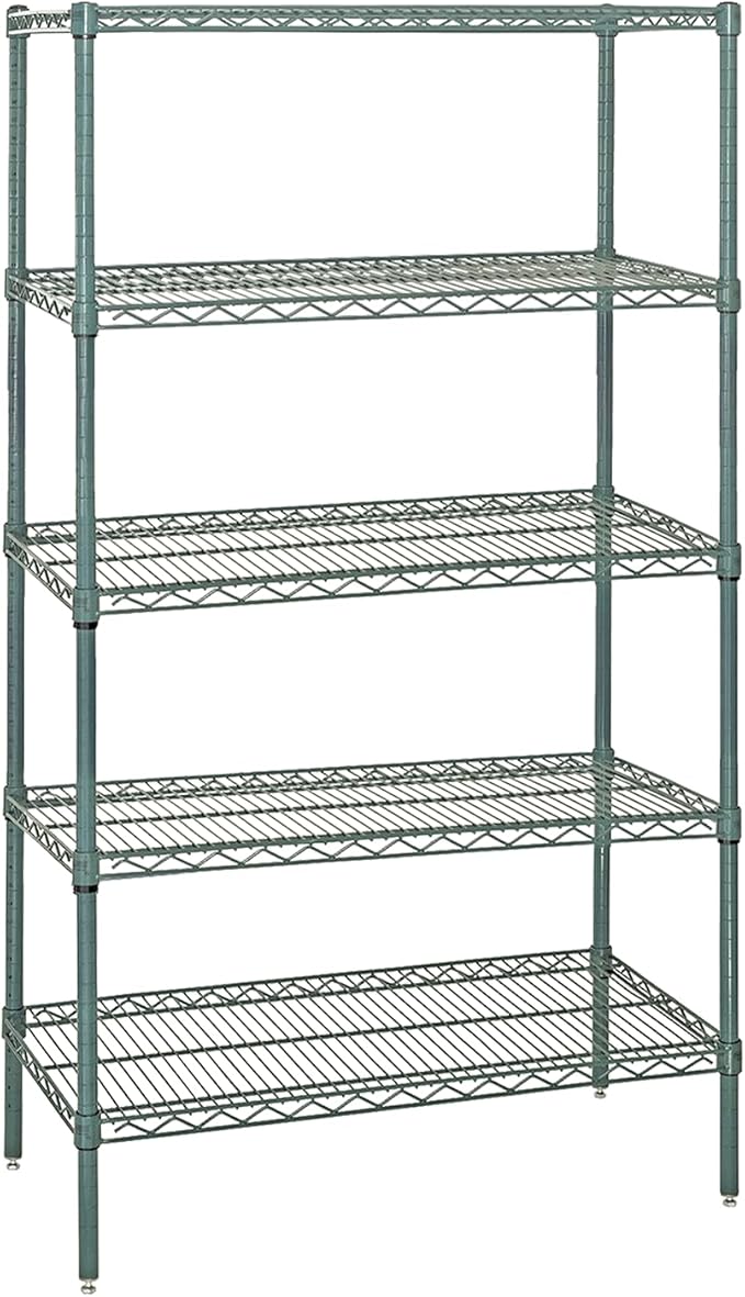 Quantum Storage Systems WR74-3048P Starter Kit Wire Shelves Green Epoxy 4 Shelves 74" H x 48" W x 30" D