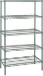 Quantum Storage Systems WR74-3048P Starter Kit Wire Shelves Green Epoxy 4 Shelves 74" H x 48" W x 30" D