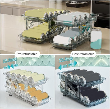 TOPINCN Rolling Beverage Can Holder Dispenser, Organizer Fridge Drink Container Storage for Soda Pantry Soda Can Organizer Automatic Rolling Food Pantry Storage