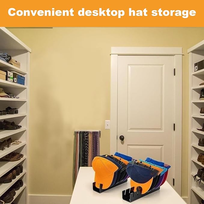 Hat Stand for Baseball Caps Display Hat Holder Organizer，No Install Rack Acrylic Hat Storage for 14 Baseball Caps、Closet Cowboy （2 Pack ）