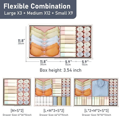DIMJ Drawer Organizer Clothes Storage - 24 Pack Baby Dresser Organizer for Nursery, Foldable Closet Drawer Organizer Bins for Bedroom Organization, Fabric Storage Dividers for Socks, Underwears, Bras