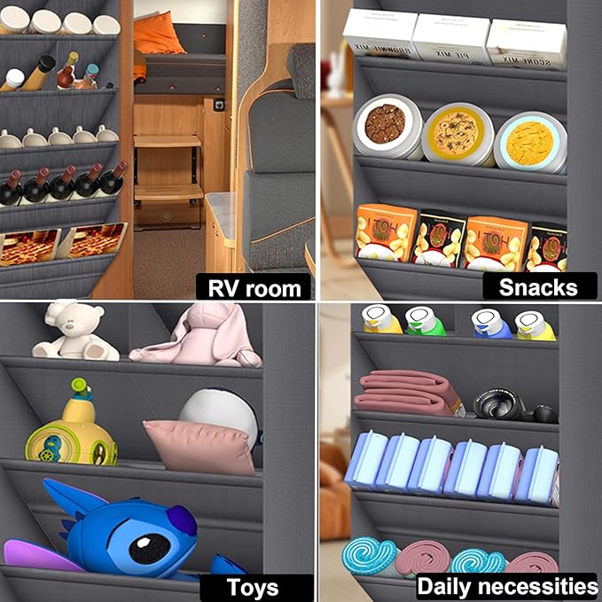 BZV Lemon 2 Pack Hanging Closet Organizer with 9 Deep Pockets, Over the Door Shoe Rack, Holder for Narrow Door Dorm RV Storage, Grey
