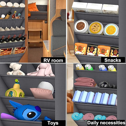 BZV Lemon 2 Pack Hanging Closet Organizer with 9 Deep Pockets, Over the Door Shoe Rack, Holder for Narrow Door Dorm RV Storage, Grey