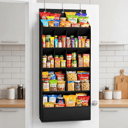 Over the Door Organizer, 15 Deep Pockets, 900D Oxford Fabric, Black, Heavy-Duty Metal Hooks, Space-Saving Storage for Closet, Bedroom, Bathroom