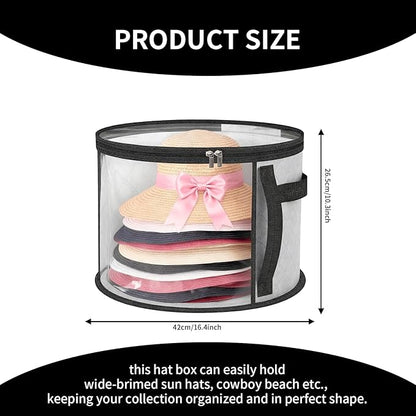4-Piece Hat Storage Box, a Large-Capacity, Foldable, Transparent and Multi-Functional Organizer With Handle, Suitable for Storing Cowboy Hats, Top Woolen Hats Baseball Caps