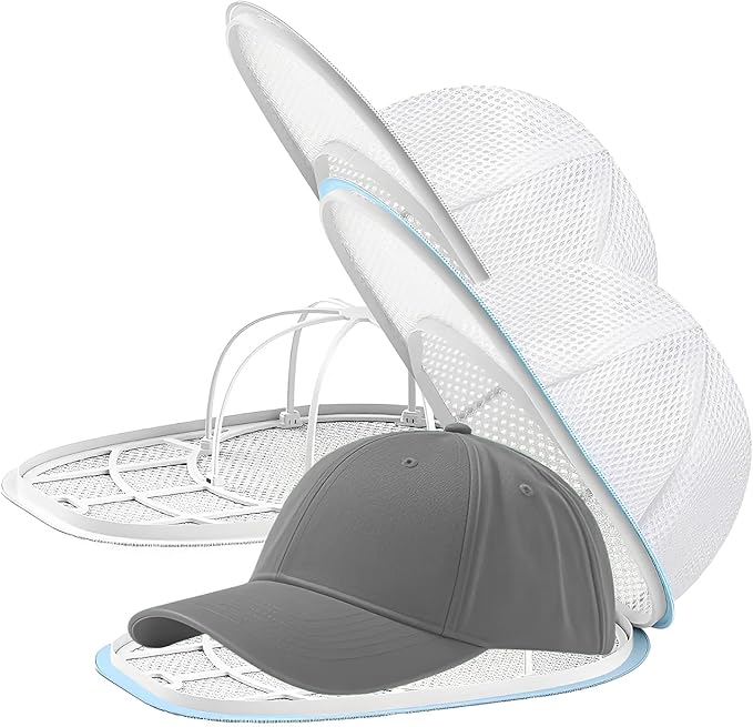 Hat Washer for Washing Machine | 2-Pack Anti-Deformation Cap Cage with Mesh Laundry Bag | Baseball Cap Cleaner, Shaper & Protector for Laundry or Travel