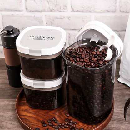 LANGMINGDE Airtight Food Storage Containers, 1.6 QT Coffee Canister Set with Magnetic Scoop, BPA Free, Ideal for Coffee, Spices, Herbs, Candy & Snacks, Keeps Freshness, Easy to Clean, 2 Pieces