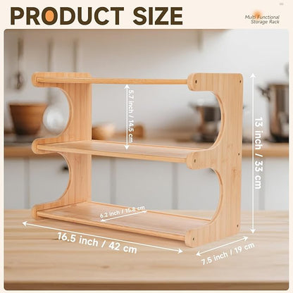 Spice Rack, 3-Tier Bamboo Spice Rack Organizer for Countertops - Kitchen, Pantry and Cupboard Storage Organizer