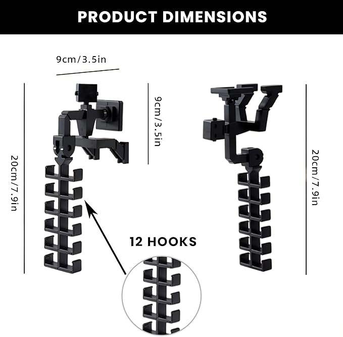 Baseball Hat Organizer | Adjustable Hat Holder for Closet & Hat Holder on Wall for Caps, Toys, Belts, Purse | Adhesive Hat Hooks for Wall & Closet Holds 12 Caps | Hat Hangers for Closets