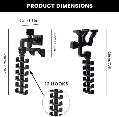 Baseball Hat Organizer | Adjustable Hat Holder for Closet & Hat Holder on Wall for Caps, Toys, Belts, Purse | Adhesive Hat Hooks for Wall & Closet Holds 12 Caps | Hat Hangers for Closets