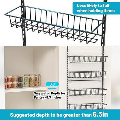 ElegantArray 8-Tier Pantry Door Oragnizer, Over The Door Pantry Organizer Rack and Storage, Hanging Spice Rack Shelves Door, Home Office Laundry Room Bathroom & Kitchen Organization Essentials Metal