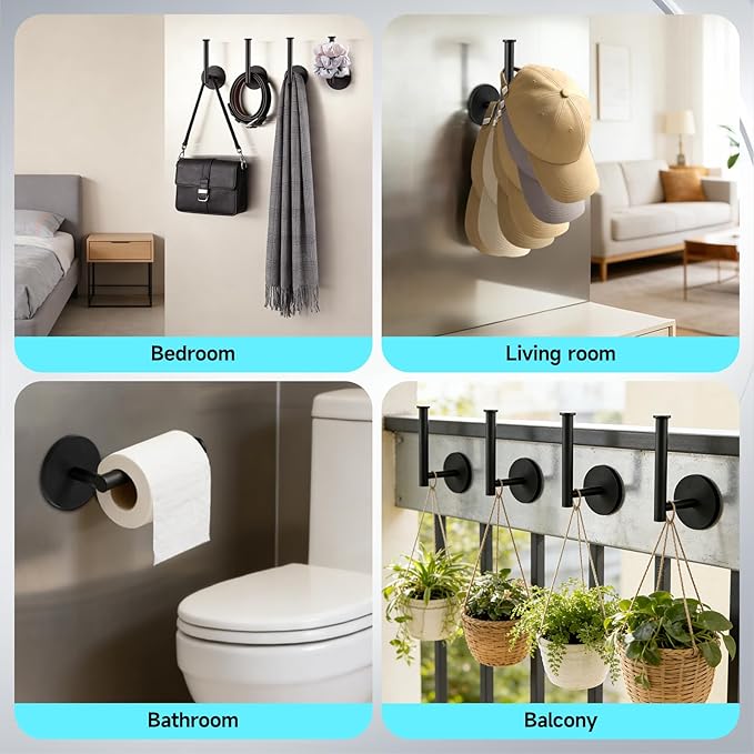 Magnetic Hat Holder, Magnet Hat Rack for Baseball Caps,Black Magnetic hat Hook,Hat Hanger Storage Organizer for Metal Surface in Entryway,Bedroom,Kitchen,Bathroom,Cruise Cabins,RV and Closets