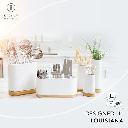 DAILY RITMO® White Countertop Silverware Holder