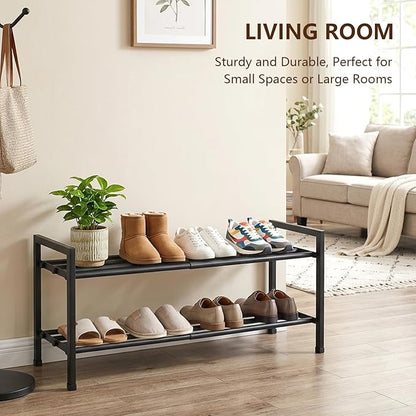 jessie 2-Tier Expandable Shoe Rack, Heavy Duty Metal Freestanding Shoe Shelf Storage Organizer for Entryway Closet Doorway (2 layer)