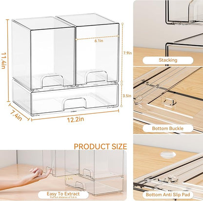 Yieach 3 Set Baby Bottle Organizer for Countertop,BPA Free Bottle Station Organizer for Breast Pump Parts,Pacifier and Baby Accessories,Clear Stackable Storage Drawers and Home Edit Storage Containers