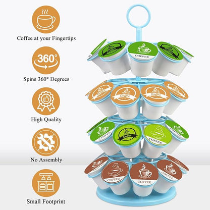 KIMIUP Coffee Pod Holder, Coffee Pod Storage Compatible with K-Cups(36 Pods), Kitchen Detachable Coffee Station Organizer, Spins 360-Degrees(Light Blue)