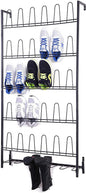 MyGift Modern Matte Black Metal Hanging Shoe Rack for Walk in Closet, Mudroom and Entryway, Wall Mounted Space Saving Organizer for Shoes and Boots, Holds 18 Pairs