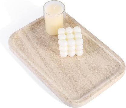 Karibiber Marble Vanity Tray, Bathroom Tray Countertop, Decorative Dresser Organizer, Perfume, Jewelry Holder, Beige Stone Serving for Kitchen Sink Storage(MOCA Cream)