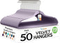 Techzoo Premium Velvet Hangers 50 Pack Ultra Thin Non Slip Adult Felt Space Saving Suit Hanger for Closet Heavy Duty Coat Pants Jackets Dress Hangers 360° Swivel Hook Hold Upto 10 lbs Purple Hangers