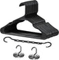 VECELO 25 Pack Plastic Hangers-Clothes Hangers with Shoulder Non Slip Notches,Clothing Hangers for Closet Space Saving-Heavy Duty Coat Hanger,Black