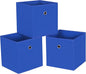 Foldable Storage Cubes Bins ,11 Inch Cloth Storage Cube Fabric Storage Box Cubes Organizer Baskets with Handles for Home Organizer Set of 3 (Dark Blue)
