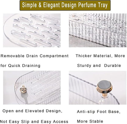 Small Bathroom Trays for Counter, Countertop Makeup Organizer Tray for Vanity, Make up Organizer Perfume Trays for Dresser, Clear Vanity Tray for Perfume, Lotions, Skincare and Cosmetics