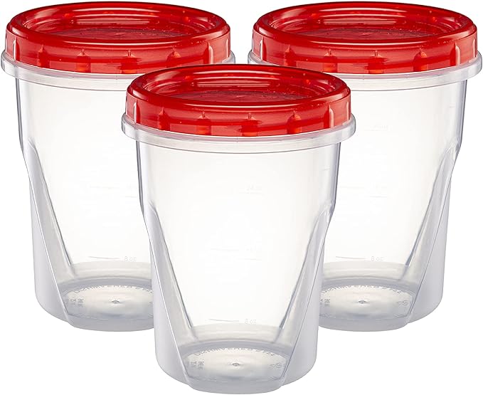 ELEGANT DISPOSABLES (32 Ounce 10 Pack) Twist cap Containers Clear Bottom With Red Top Screw on Lids Twist Top Food Storage Freezer Containers