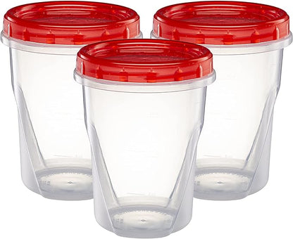 ELEGANT DISPOSABLES (32 Ounce 10 Pack) Twist cap Containers Clear Bottom With Red Top Screw on Lids Twist Top Food Storage Freezer Containers
