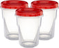 ELEGANT DISPOSABLES (32 Ounce 10 Pack) Twist cap Containers Clear Bottom With Red Top Screw on Lids Twist Top Food Storage Freezer Containers