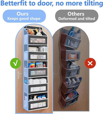 Over the Door Organizer with 5 Front Pockets and 5 Mesh Side Pockets,Extra Large Hanging Organizer for Over the Door Storage in Bedroom, Bathroom,Pantry, Nursery (Black)