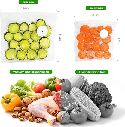 Reusable Vacuum Sealer Bags for Food Storage, 40 Count (20 Small 8.6"x8.2" + 20 Medium 13.4"x10.2") Reusable Sous Vide Bags, BPA-Free & Leakproof for Freezer, Microwave, Dishwasher
