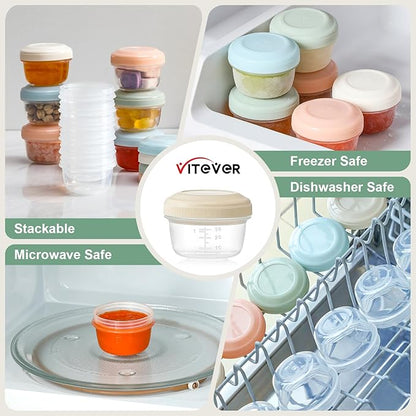 VITEVER 16 Pack 2 oz Salad Dressing Container to Go, Small Condiment Containers with Lids for Lunch Bento Box, Reusable Plastic Snack Jars, Deli Containers, Colorful Sauce Cups, Dishwasher Safe