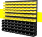 90Pcs Plastic Wall Mounted Storage Bins Parts Rack Nuts And Bolt Bins Organizer For Shop Garage for Screws, Nuts, Bolts, Nails, Beads, and Small Hardware Parts(YELLOW+BLACK, 90)