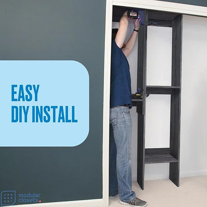 Medium Hanging Closet Unit - Modular Closet System For Hanging - Corner Closet System - Closet Organizers And Storage Shelves (Grey, 24 inches Wide) Closet Shelves