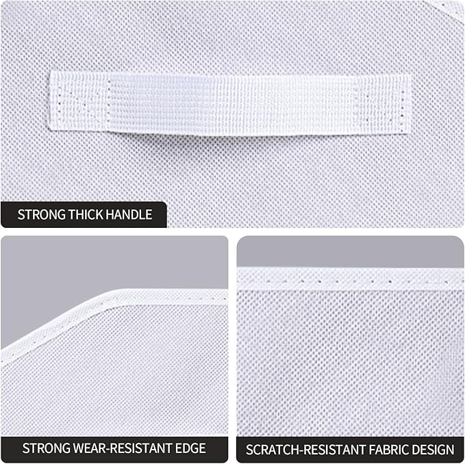 Homsorout Closet Baskets for Shelves Trapezoid - Decorative Storage Baskets with Handle, Closet Bins for Organization, Shelf Storage Bins for Clothes, Books, Home, Office, 10 Pack, White