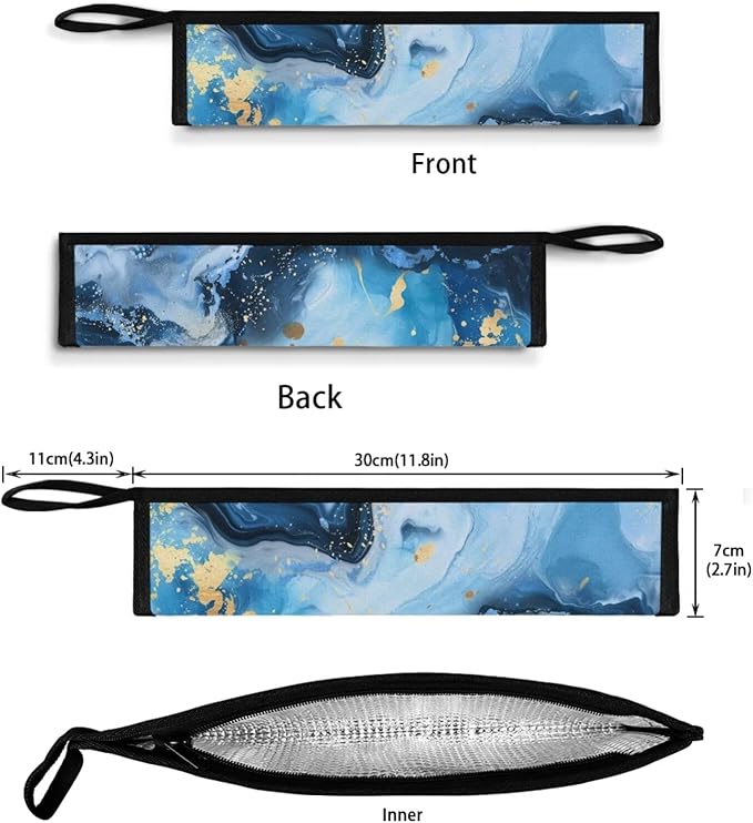 COEQINE Portable Utensil Case Fashion Marble Travel Frok Spoon Knife With Case Keychain Travel Accessories Lightweight Leafproof With Zipper 11.8 x 2.7 inch