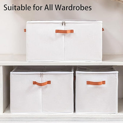 (2 Pack) Shoe Organizer for Closet, Shoe Storage Bins Foldable Shoe Storage Box Containers with Clear Cover and Sturdy Handles,Shoe Rack for Closet Storage for Sneakers Heels Slippers (Beige Small)