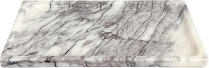 White Marble Vanity Tray – 10.63"x5.91" Rectangular Natural Stone Organizer for Bathroom Perfume Makeup Jewelry Dresser Entryway