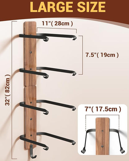 Midukit Cowboy Hat Rack for Wall, Cowboy Hat Holder for 4 with Hooks,Wooden Rustic Metal Hanger for Wall with Pine Board,Western Baseball Hat Rack Holder for Fedora, Sun Hats (4 Hats)