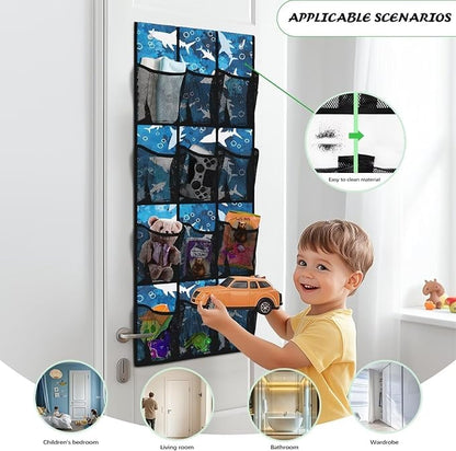 Shark Behind Door Organizer 12 Pockets Over The Door Shoe Organizer for Closet Easy to Install Shoe Holder Hanger for Office