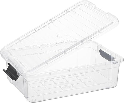 Superio 13.7 Qt Clear Plastic Storage Bins with Lids and Latches, Organizing Containers, Stackable Plastic Bin for Home, Garage, School, and Office