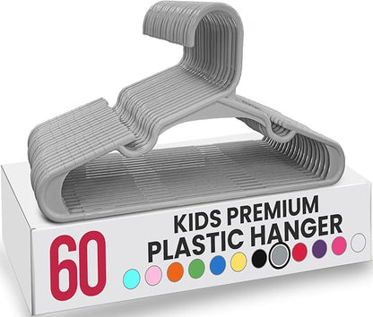 Utopia Home 60 Pack Kids Hangers - 11.5 Inch Plastic Baby Hangers for Closet - Childrens Hanger for Clothes & Infant Hanger for Closet - for Everyday Standard Use (Gray)