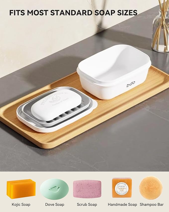 Travel Essentials Soap Holder with Lid,Leakproof Soap Dish with Drainage Layer, Portable Travel Soap Bar Case for Camping, Gym, Bathroom,Kitchen,Dormitory,Hotel(Green)