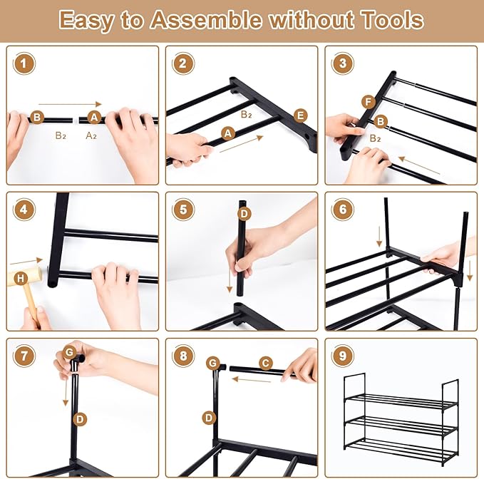 3-Tier Expandable Shoe Rack for 16-20 Pairs, Adjustable Metal Shoe Storage, Upright or Upside Down, Stackable, 15.7" W x 12" D x 21.45" H for Entryway, Door Entrance,Closet