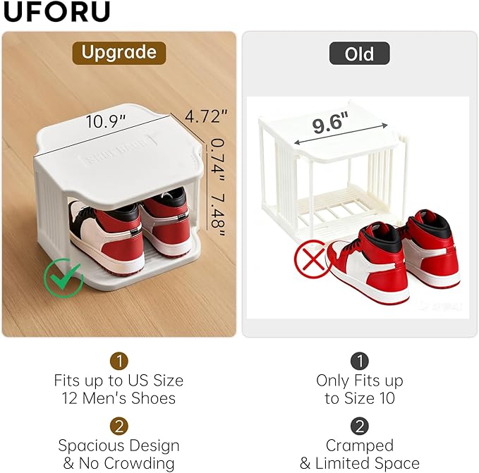 UFORU Vertical Shoe Rack, 9-Tier Plastic Stackable Storage Shelf for Small Closets and Narrow Spaces, Compact Free Standing Shoe Racks for Entryway Bedroom Dormitory