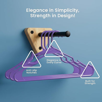 Utopia Home - Plastic Hangers 50 Pack - Space Saving Clothes Hanger - Durable and Strong Closet Organizers and Storage Makes It Ideal Stocking Stuffers or Apartment or Dorm Room Essentials (Purple)