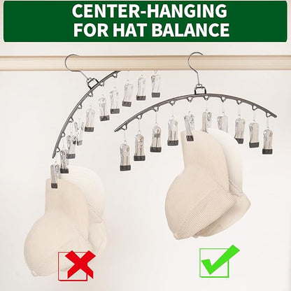Hat Organizer, Hat Storage for Baseball Caps, Hat Hangers for Closet, Hat Racks with 20pcs Clips, Cap Holder Organizer-Black, LC-08