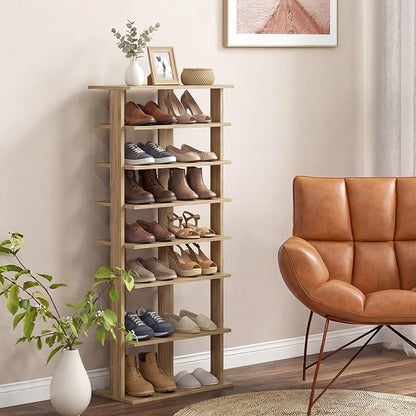 Tangkula 8-Tier Vertical Shoe Rack, Space-Saving Corner Shoe Organizer for 14 Pairs, Narrow Shoe Storage for Entryway, Front Door, or Closet